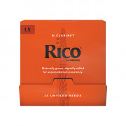 RCA0115-B25 Rico Трости для кларнета Bb, размер 1.5, 25шт в индивидуальной упаковке, Rico
