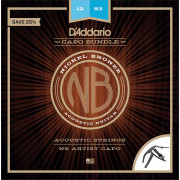 NB1253-CP10 Комплект струн для акустической гитары, 12-53 + каподастр, D'Addario