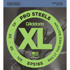 EPS165 ProSteels Комплект струн для бас-гитары, Custom Light, 45-105, Long Scale, D'Addario