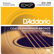 EXP19 Coated Phosphor Bronze Струны для акуст. гитары, L. Top/M. Bottom/Bluegrass, 12-56, D'Addario