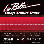 760G-B Gold White Nylon Комплект струн для 5-струнной бас-гитары, бронза/б.нейлон, 60-135, La Bella