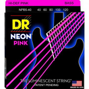 NPB5-40 Neon Pink Комплект струн для 5-струнной бас-гитары, никелированные, с покрытием, 40-120, DR