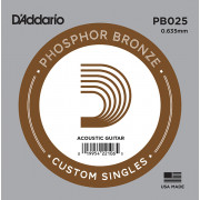 PB025 Phosphor Bronze Отдельная струна для акустической гитары, фосфорная бронза, .025, D'Addario