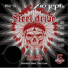 BSD-5L Steel Drive Комплект струн для 5-струнной бас-гитары, сталь, 40-120, Мозеръ