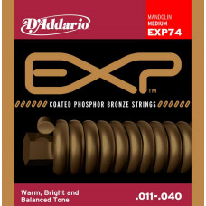 EXP74 Coated Комплект струн для мандолины, фосфорная бронза, Medium, 11-40, D'Addario