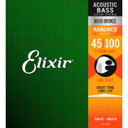 14502 NANOWEB Комплект струн для акустической бас-гитары, Light, 45-100, Elixir