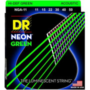 NGA-11 Neon Green Комплект струн для акустической гитары, фосфорная бронза, с покрытием, 11-50, DR