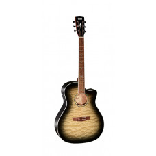 GA-QF-TBB Grand Regal Series Электро-акустическая гитара, с вырезом, прозрачный черный, Cort