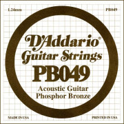 PB049 Phosphor Bronze Отдельная струна для акустической гитары, фосфорная бронза, .049, D'Addario